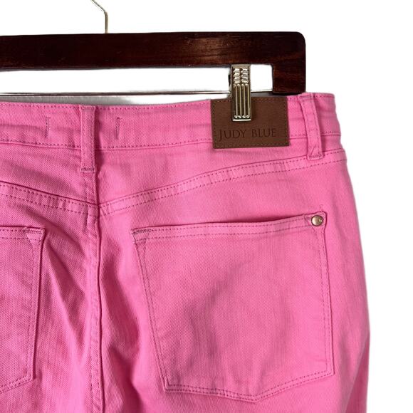 Judy Blue Pink High Rise Cropped Wide Leg Jeans Size 31 - Picture 8 of 9